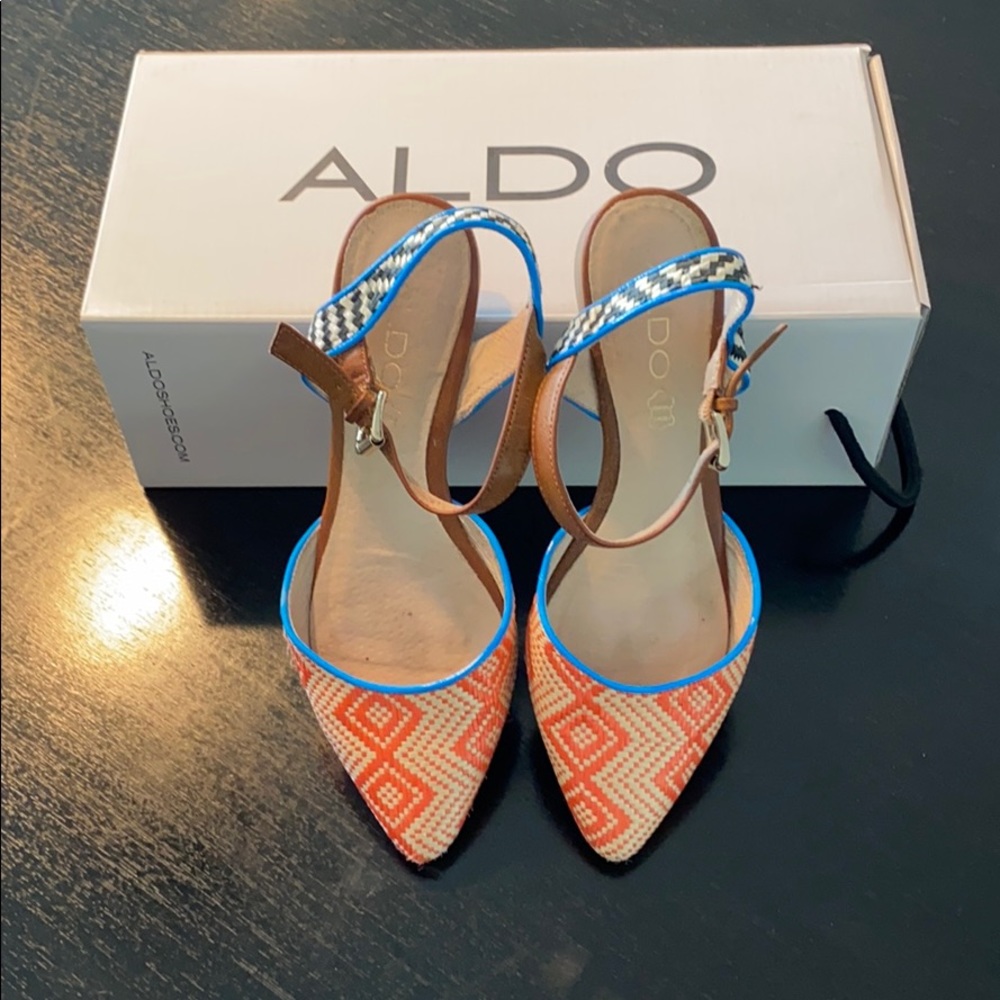 Aldo Tribal Print Ankle Strap Flat